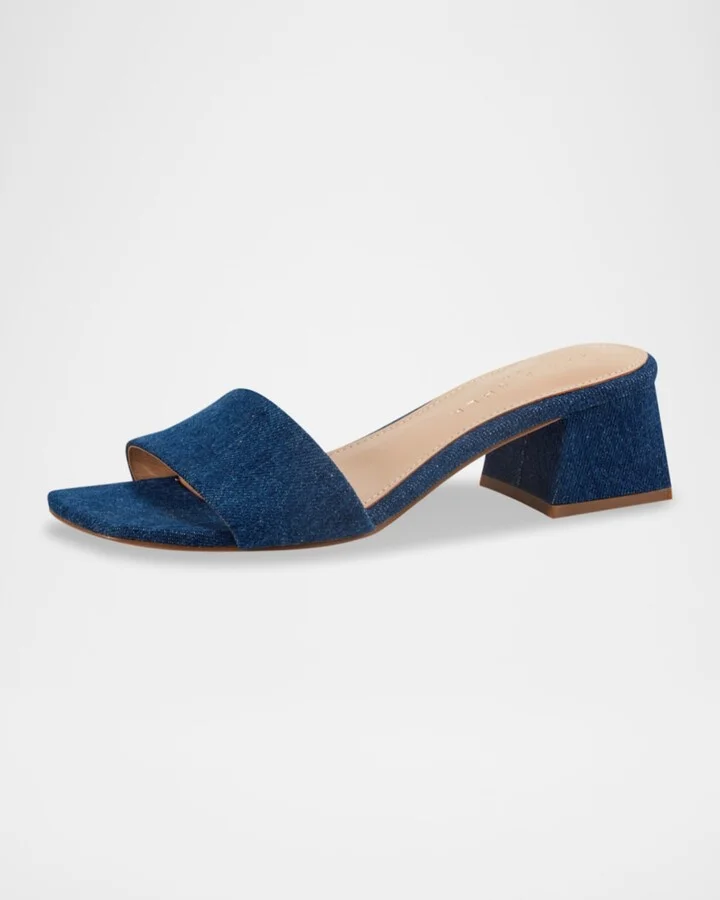 Olysa Denim Block-Heel Mule Sandals - Image 4