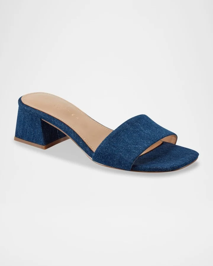 Olysa Denim Block-Heel Mule Sandals - Image 5