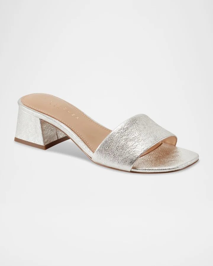 Olysa Metallic Block-Heel Slide Sandals - Image 2