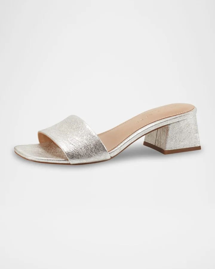 Olysa Metallic Block-Heel Slide Sandals - Image 3