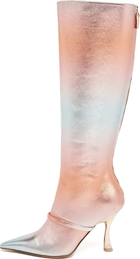 Ombré-Print Leather Boots