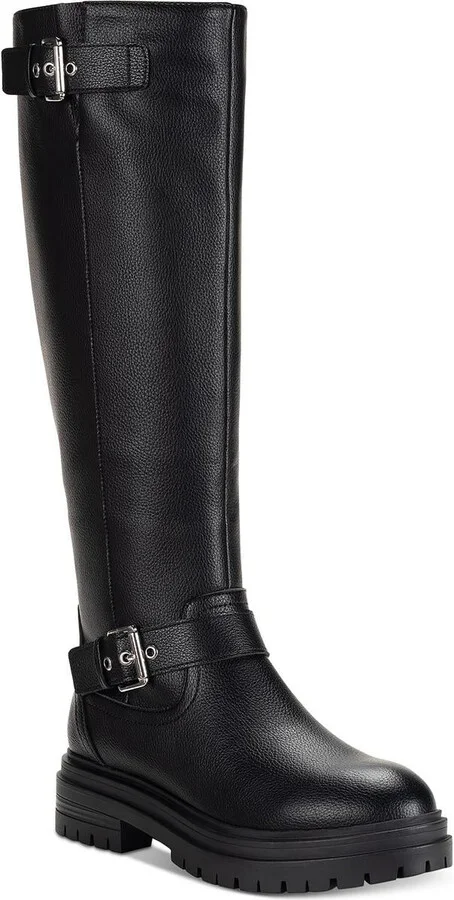 Omegaap Womens Moto Faux Leather Knee-High Boots