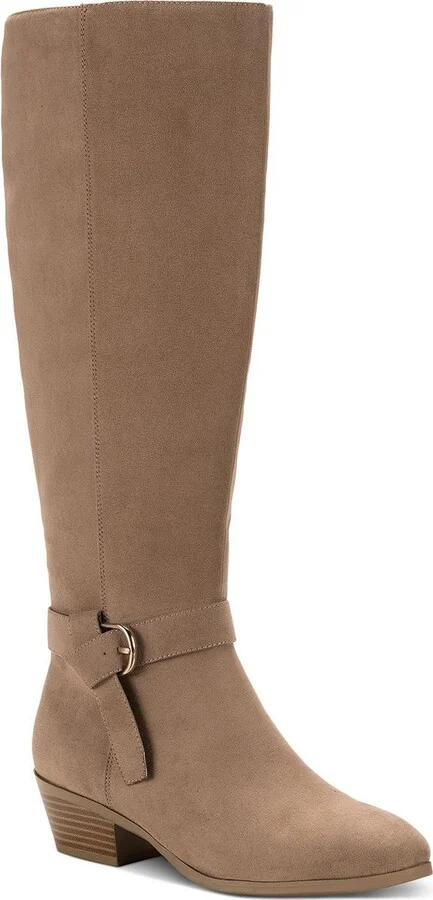 Omhaa Womens Zipper Faux Leather Knee-High Boots