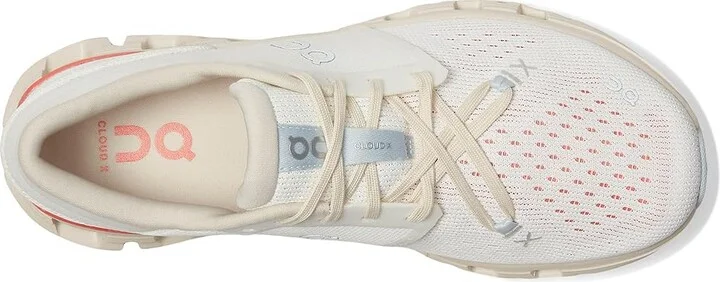 On Cloud X 4 Women's Shoes Ivory/Salmon : 5.5 M, Synthetic - Image 2