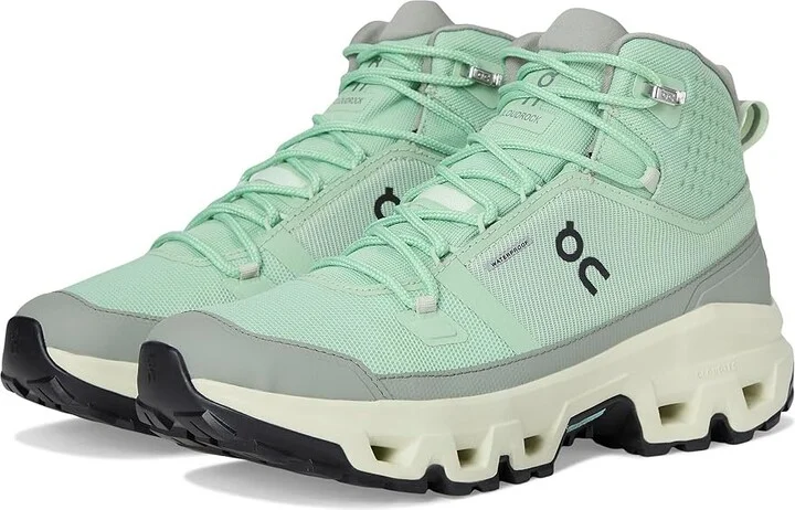 On Cloudrock Mid Waterproof Women's Running Shoes Mineral/Aloe : 10 M, Synthetic