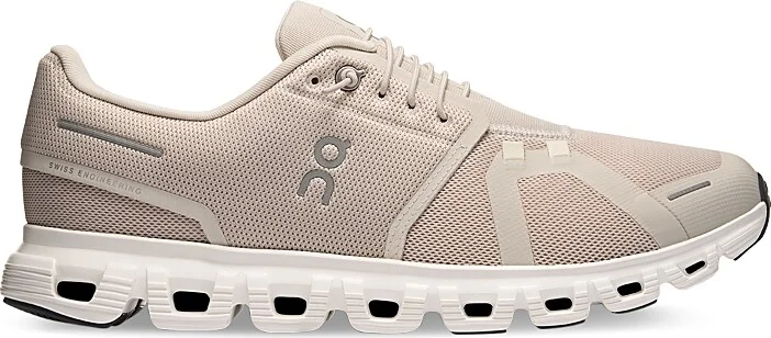 On Men's Cloud 6 Sneakers in Pearl White