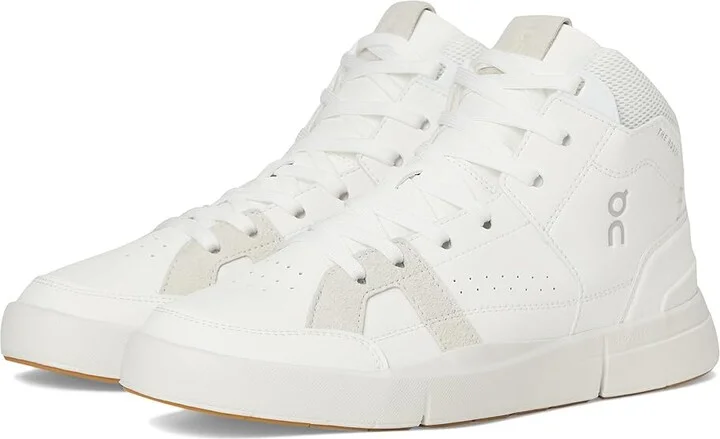 On THE ROGER Clubhouse Mid 2 Women's Shoes White/Sand : 9 M, Faux Leather