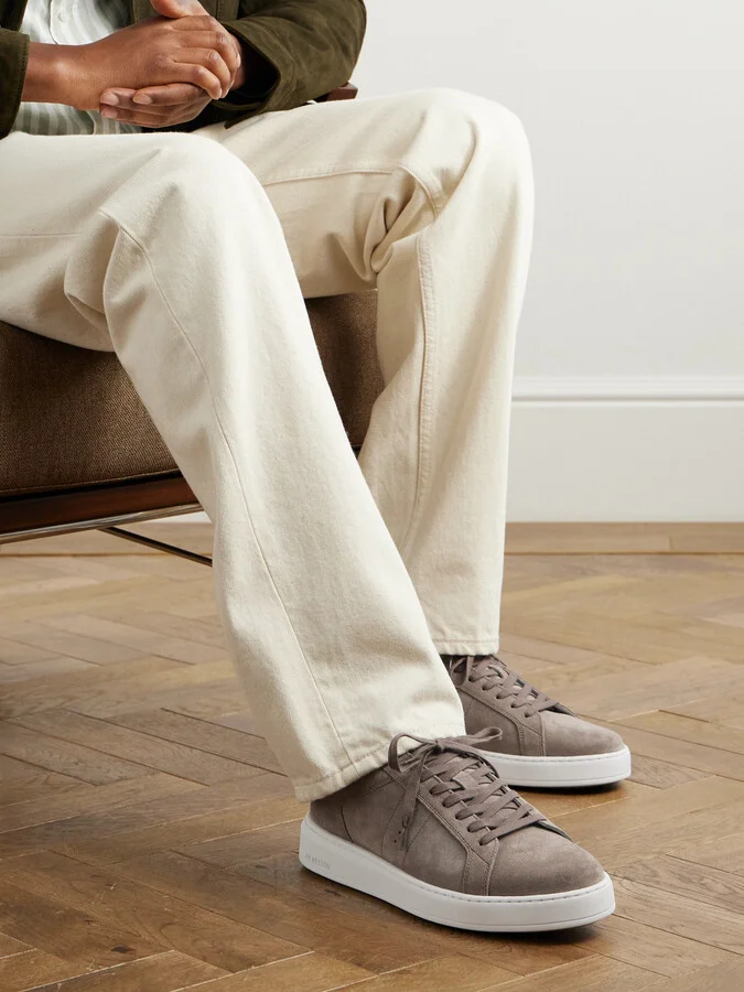 On Time Leather-Trimmed Suede Sneakers - Image 2