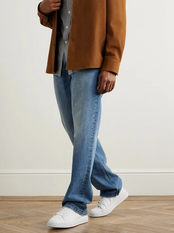 On Time Suede-Trimmed Leather Sneakers - Image 2