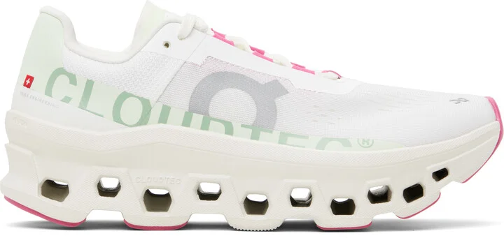On White & Green Cloudmonster Sneakers