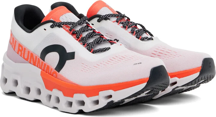 On White & Orange Cloudmonster 2 Sneakers - Image 4