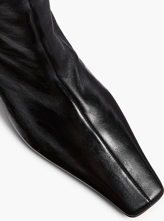 Ona Ankle Boot in Black Glazed Leather - Image 3