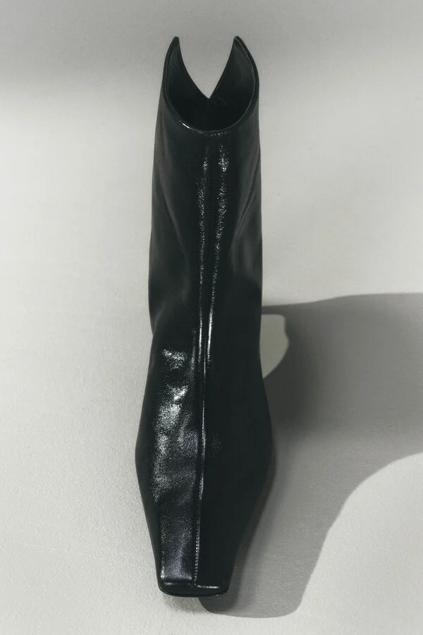 Ona Ankle Boot in Black Glazed Leather - Image 6