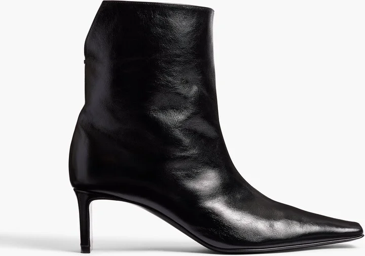 Ona Ankle Boot in Black Glazed Leather
