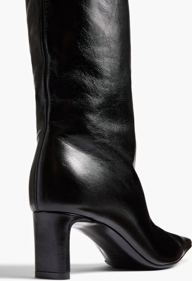 Ona Knee-High Boot in Black Glazed Leather - Image 3