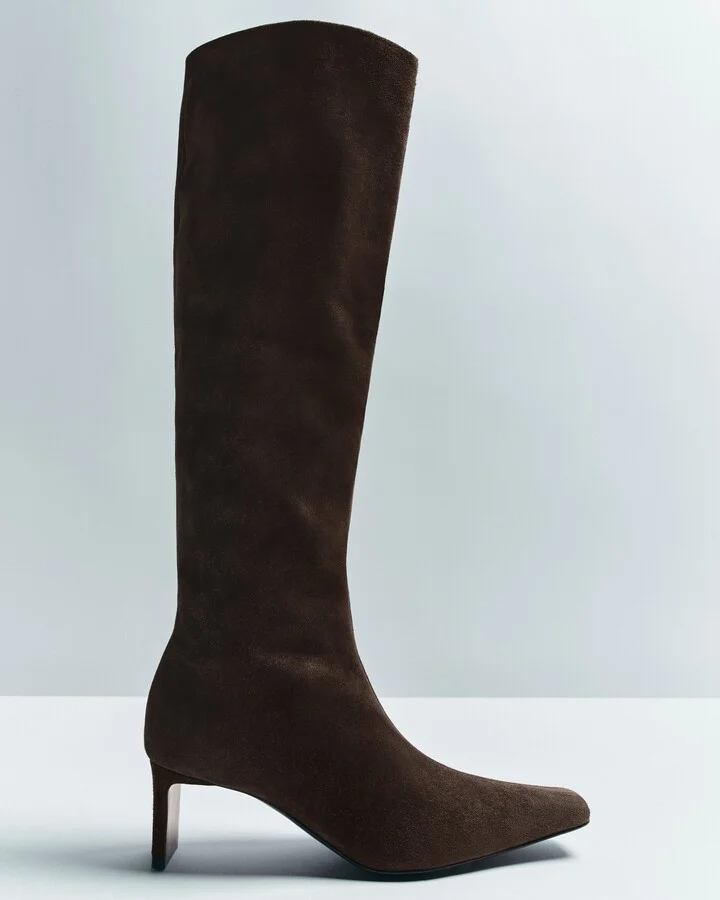 Ona Knee-High Boot in Ebano Suede - Image 6