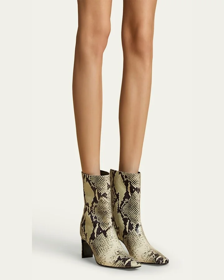 Ona Python-Embossed Stiletto Ankle Boots - Image 2