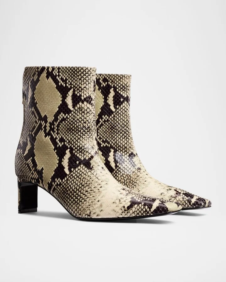 Ona Python-Embossed Stiletto Ankle Boots - Image 2