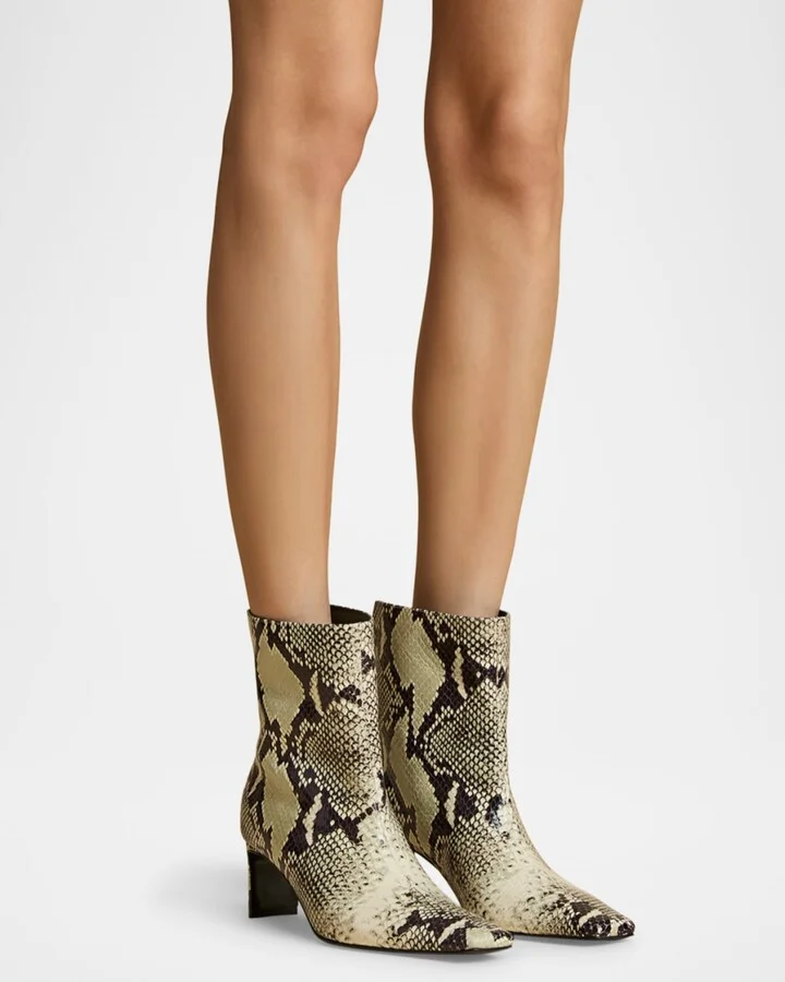 Ona Python-Embossed Stiletto Ankle Boots - Image 3