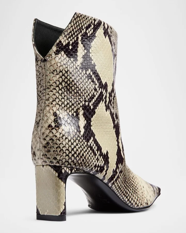 Ona Python-Embossed Stiletto Ankle Boots - Image 4