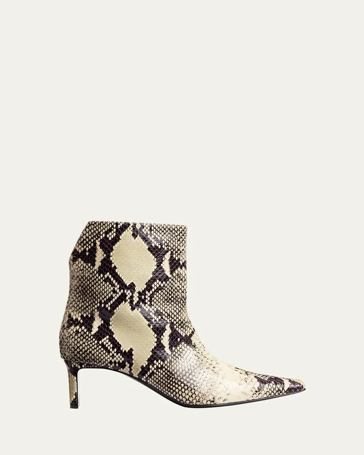Ona Python-Embossed Stiletto Ankle Boots