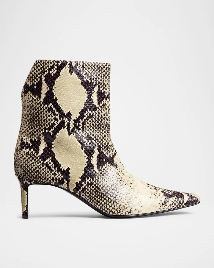 Ona Python-Embossed Stiletto Ankle Boots