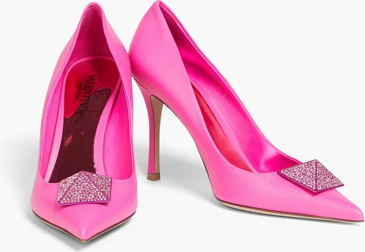 One Stud crystal-embellished leather pumps - Image 2