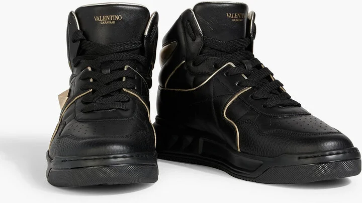 One Stud smooth and pebbled-leather high-top sneakers - Image 2