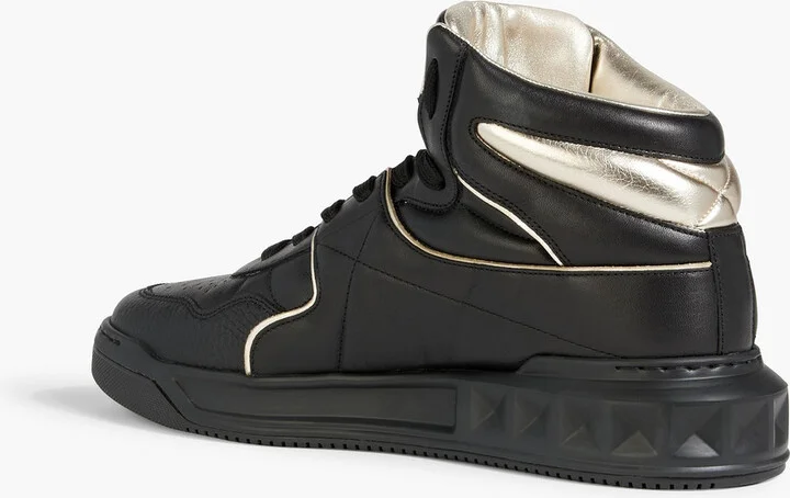One Stud smooth and pebbled-leather high-top sneakers - Image 3