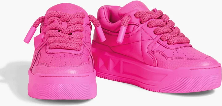 One Stud smooth and pebbled-leather sneakers - Image 2