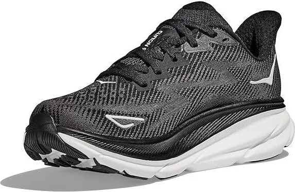 One Womens Clifton 9 Road Running Shoes - Black/White