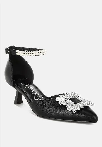 Onkana Diamante Brooch Kitten Heel Sandals Women - Image 4