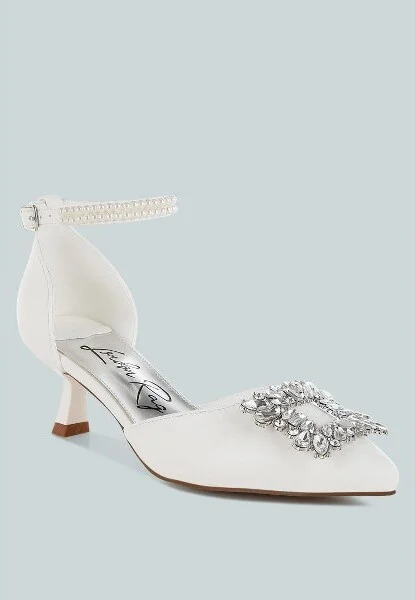Onkana Diamante Brooch Kitten Heel Sandals Women - Image 5