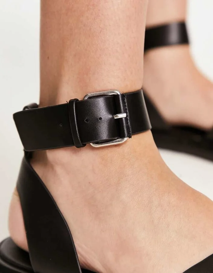 Only cross front buckle sandals in black - Image 2