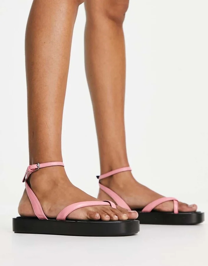 Only cross front sandals in bright pink - Image 3