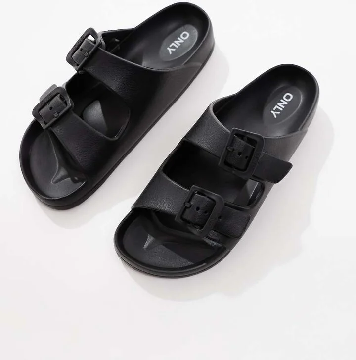 ONLY double strap sandals in black - Image 2