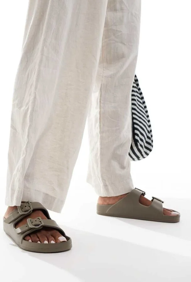ONLY double strap sandals in light brown - Image 3