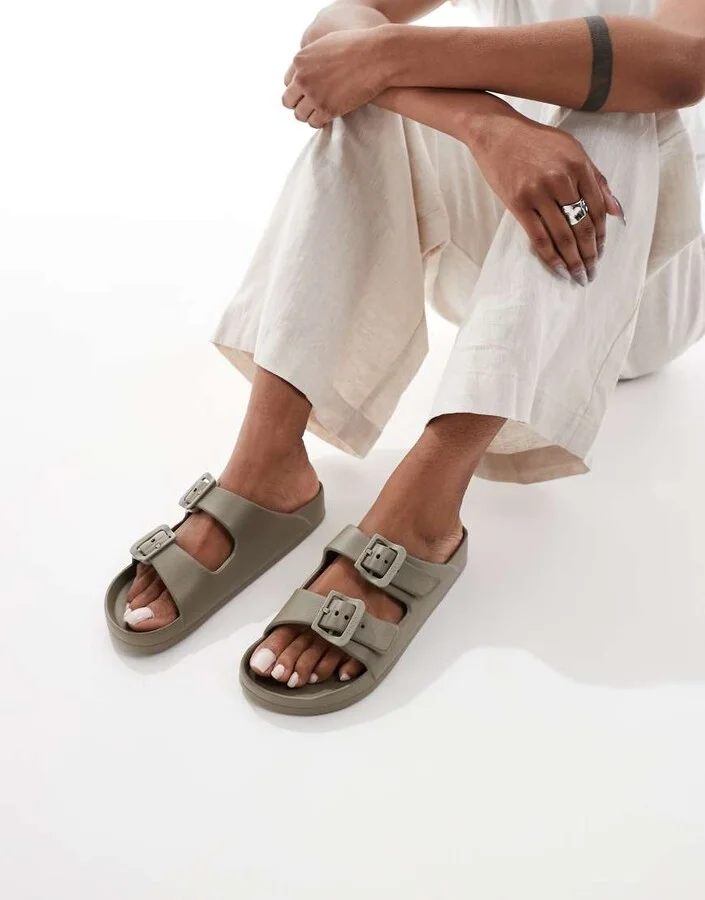 ONLY double strap sandals in light brown