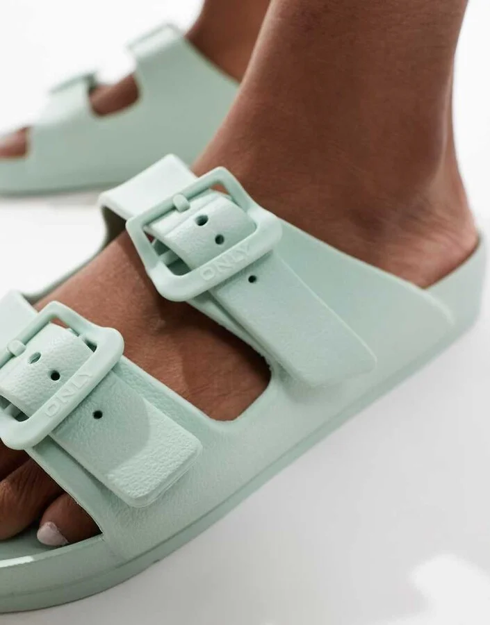 ONLY double strap sandals in sage - Image 2