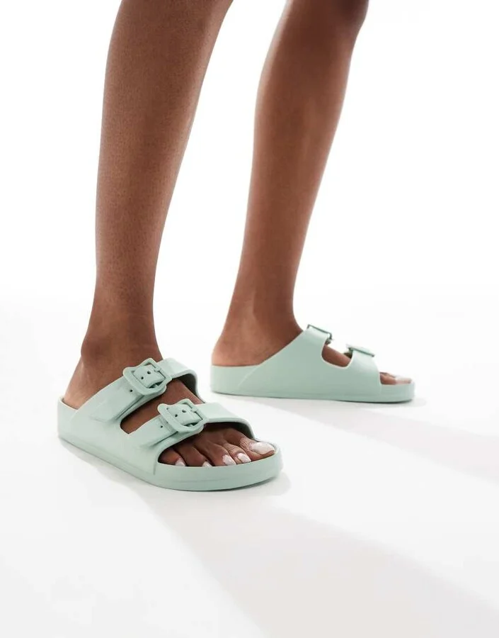 ONLY double strap sandals in sage - Image 3