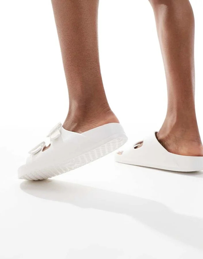 ONLY double strap sandals in white - Image 3