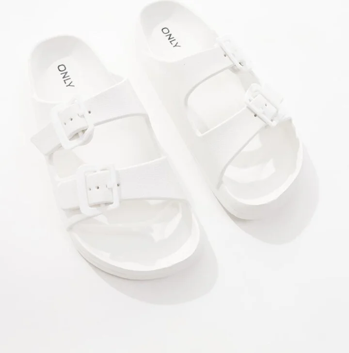 ONLY double strap sandals in white - Image 4