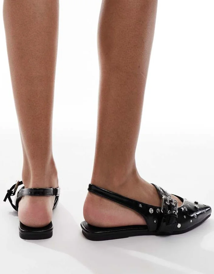 ONLY studded sling back ballet flat in black - Image 2