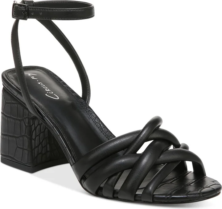 Onna Womens Faux Leather Ankle Strap Block Heel