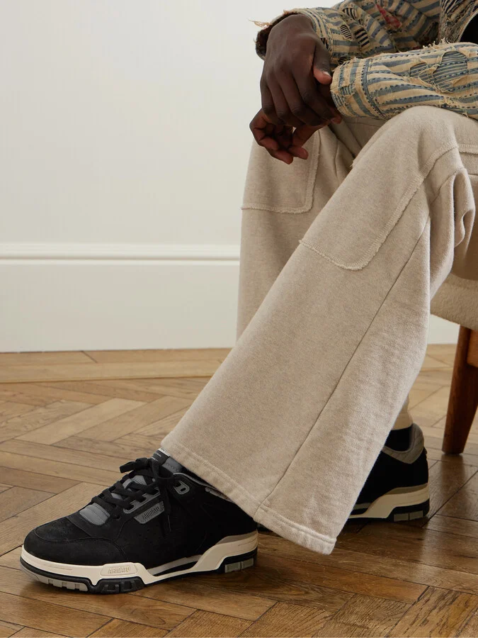 Onyx Twill-Trimmed Suede and Leather Sneakers - Image 2
