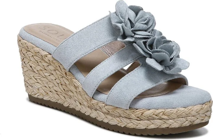 Oodles-Flwr Womens Slip On Wedge Sandals