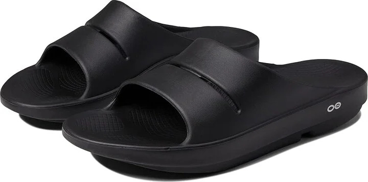 OOFOS OOahh Slide Sandals Black : Men's 3 - Women's 5 Medium, Synthetic
