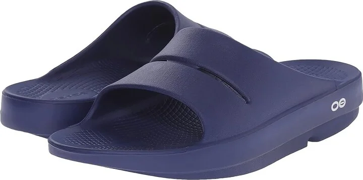 OOFOS OOahh Slide Sandals Navy : Men's 3 - Women's 5 Medium, Synthetic