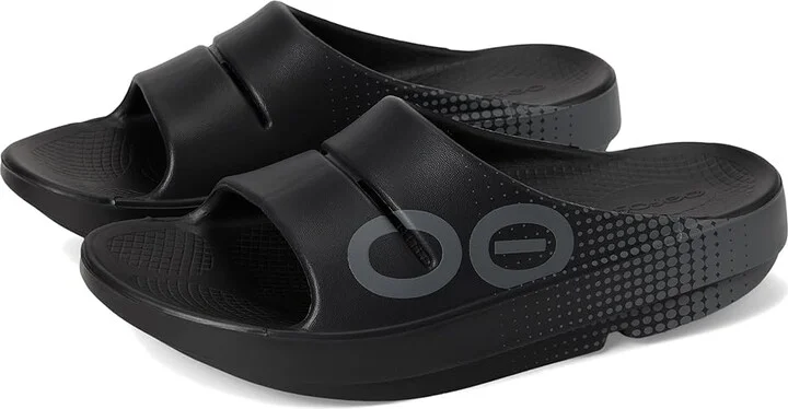 OOFOS OOahh Sport Slide Walking Shoes Matrix Black : Men's 3 - Women's 5 Medium, Rubber