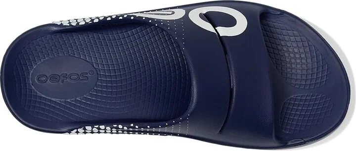 OOFOS OOahh Sport Slide Walking Shoes Matrix Navy : Men's 5 - Women's 7 Medium, Rubber - Image 2